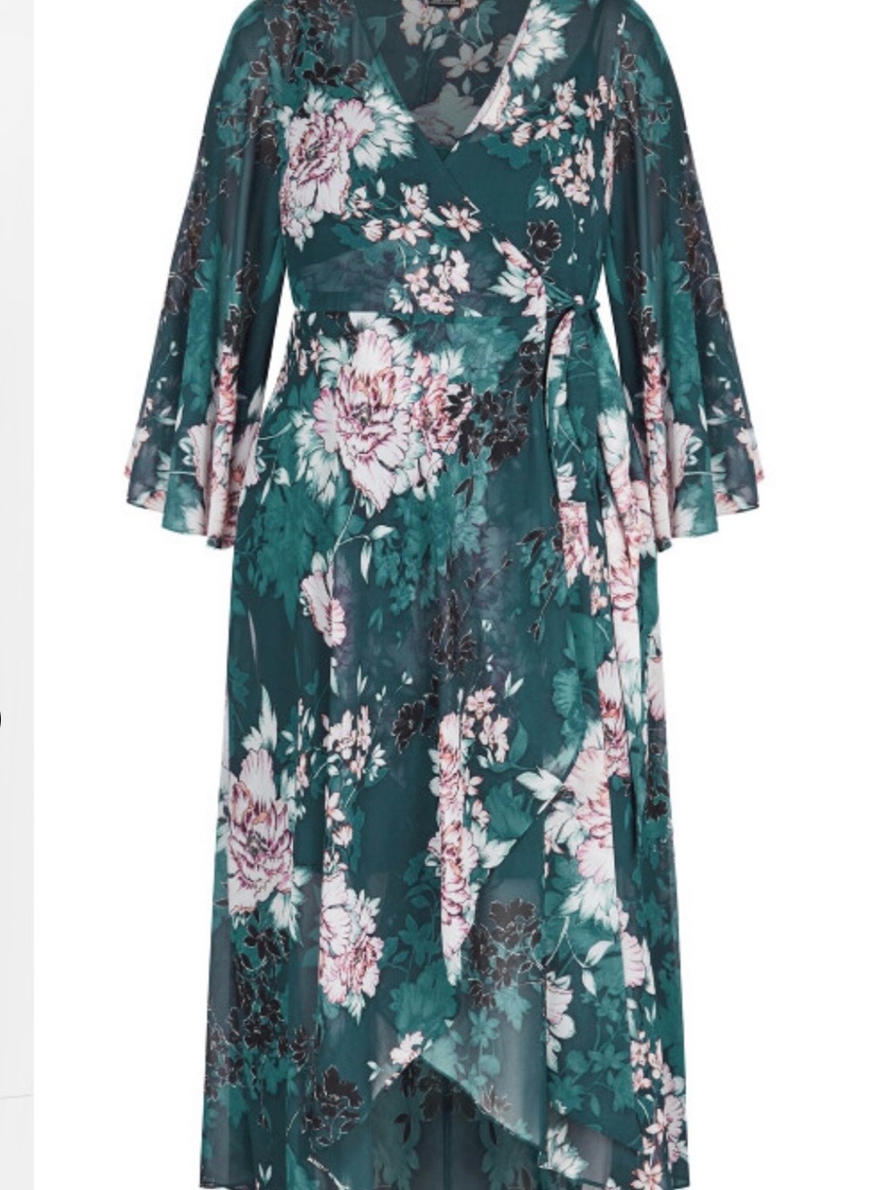 CITY CHIC | Jade Blossom Floral Wrap Midi Maxi Dress in Teal